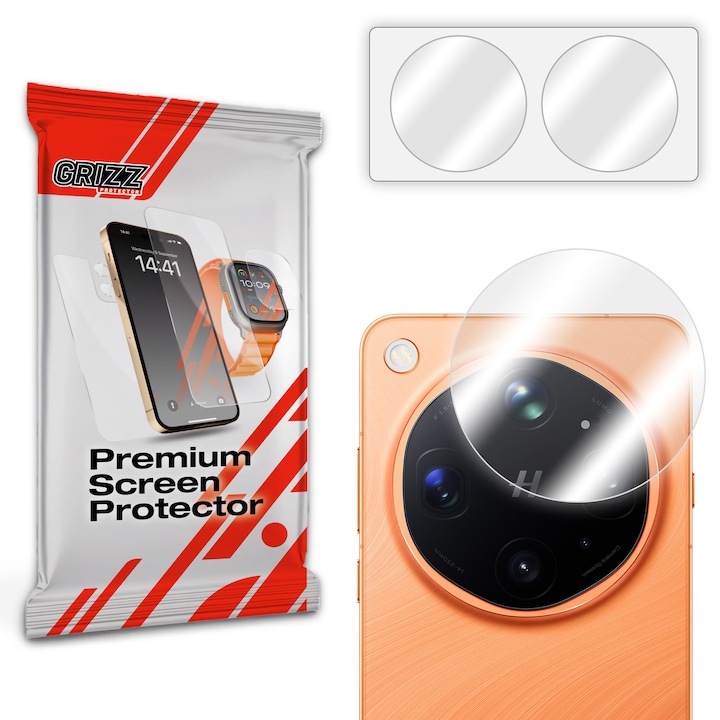 Set de 2 protectii camera foto GrizzGlass HybridGlass compatibile cu Oppo Find X9 Ultra, Transparent