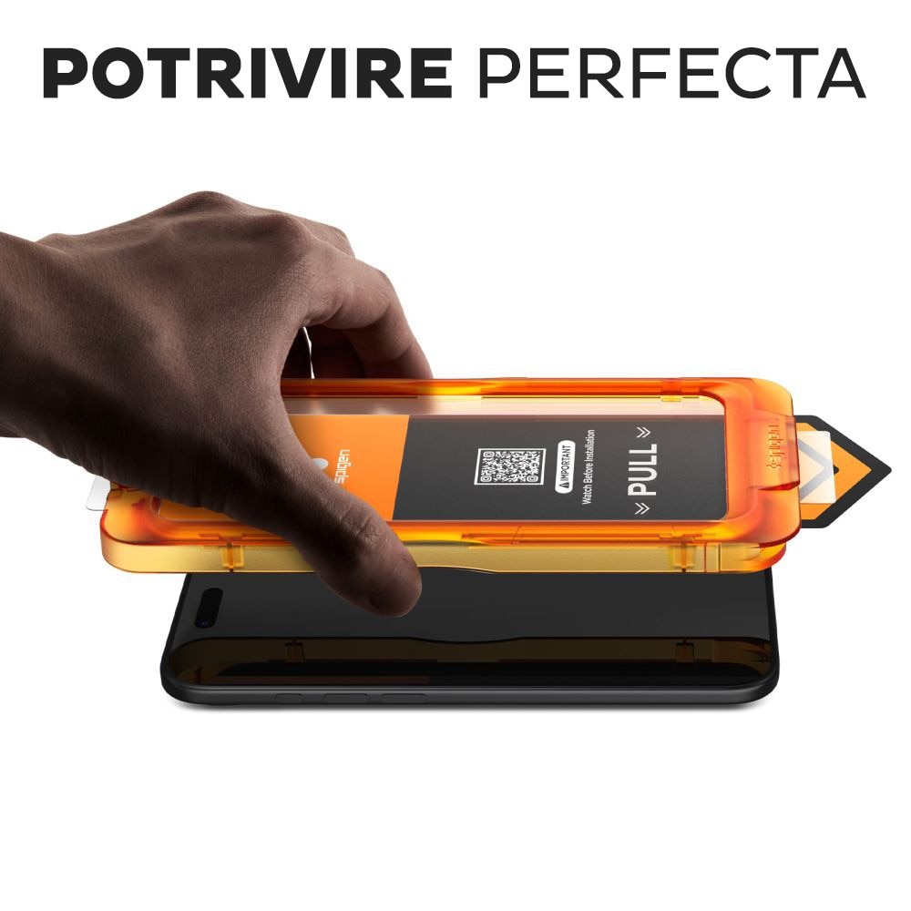 Pachet 3 buc Folie Sticla pentru Apple iPhone 17 Pro Max Spigen Glas.tR Align Master Slim, Kit de instalare usoara si rapida cu dispozitiv de potrivire automata, Protectie Profesionala, Ultra Rezistenta, Transparenta