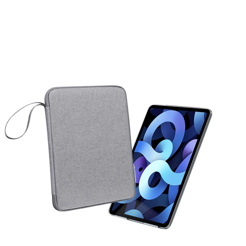 Geanta pentru tableta, portabila, rezistenta la apa, rezistenta la zgarieturi, cu fanta pentru stilouri, buzunar incorporat in plasa, design de bumbac perna, gri, 24X2.5X31CM