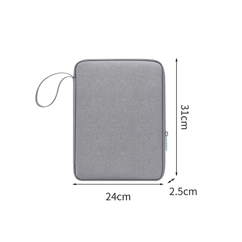 Geanta pentru tableta, portabila, rezistenta la apa, rezistenta la zgarieturi, cu fanta pentru stilouri, buzunar incorporat in plasa, design de bumbac perna, gri, 24X2.5X31CM