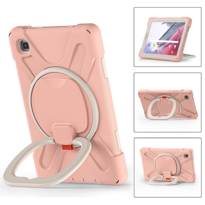 Husa compatibila cu Tableta Samsung A7 (T500/T505), Stand Pliabil, Protectie 360°, Anti-Zgarieturi, Roz
