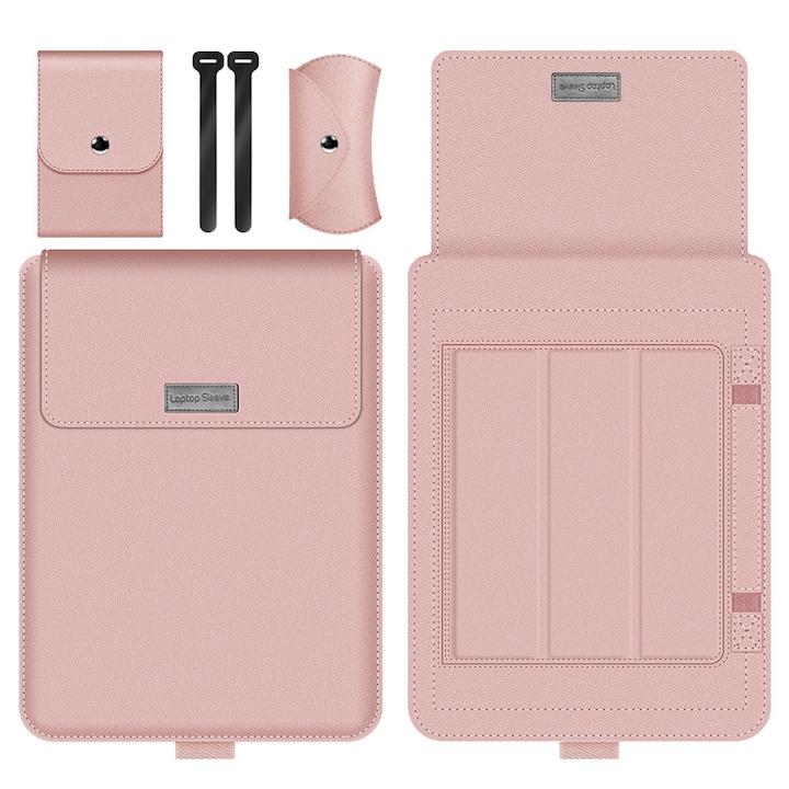 Geanta laptop Zeaicos, set, 14 inch, roz aurie, compatibilitate universala, pentru MacBook 13.3/15.4/15.6/16.1 inch