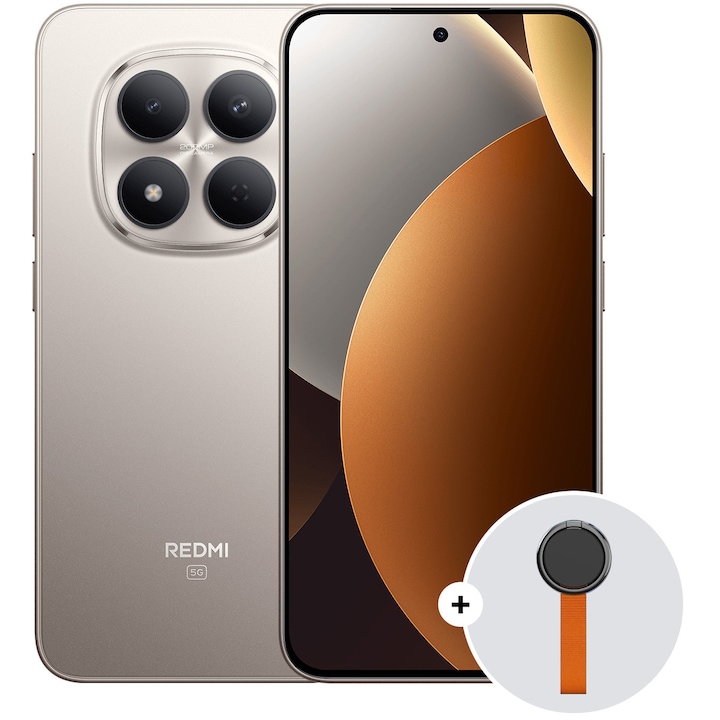 Telefon Mobil Xiaomi REDMI Note 15 Pro, 8GB RAM, 512GB, 5G, Titanium + Woven Strap Ring Stand