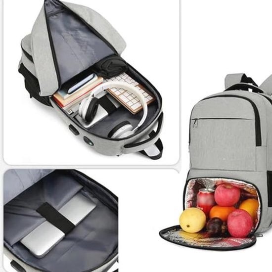Rucsac laptop multifunctional cu izolatie gri 49x33x22cm