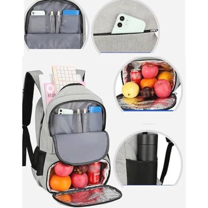 Rucsac laptop multifunctional cu izolatie gri 49x33x22cm
