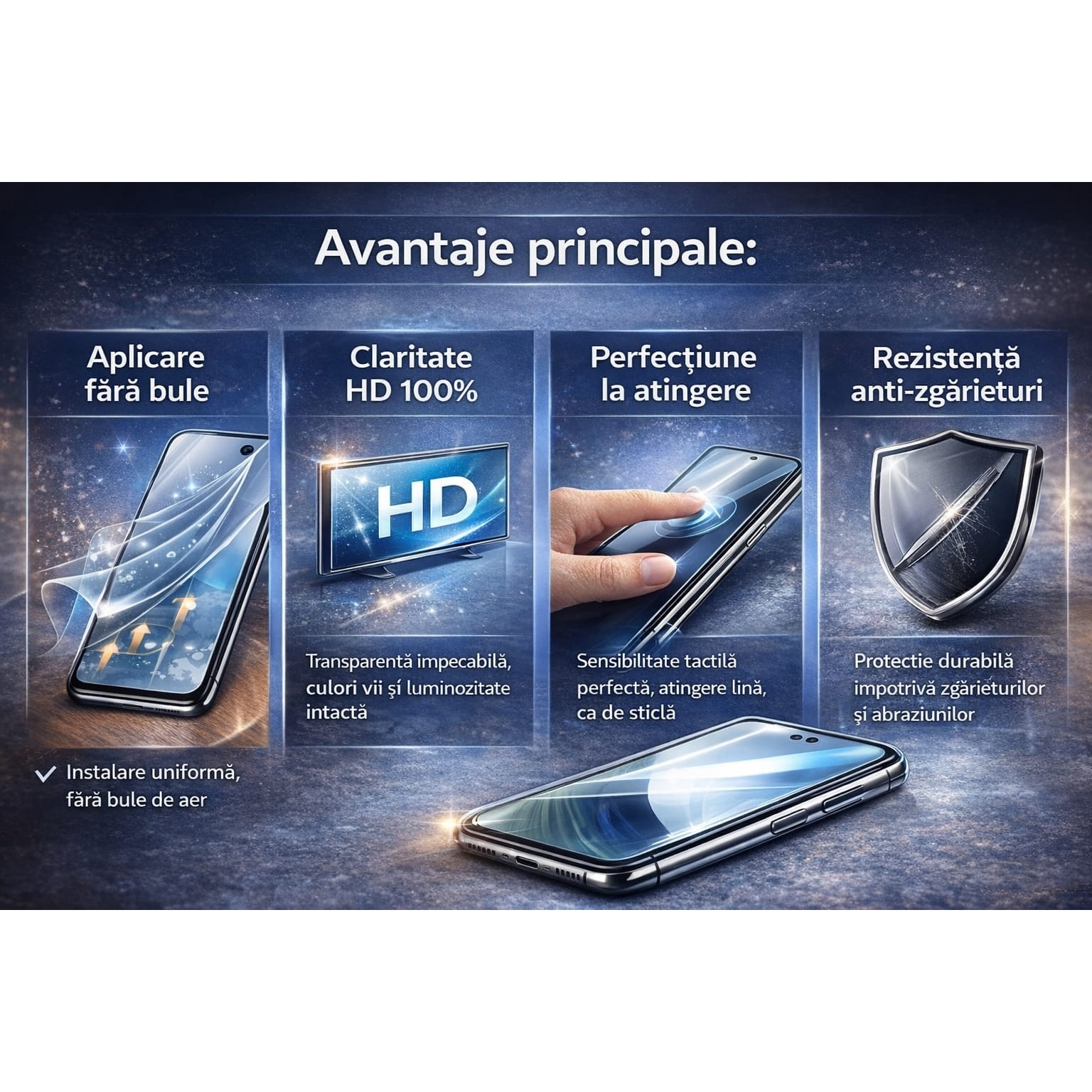 Folie transparenta cu autoaplicare compatibila cu Samsung Galaxy A16, sticla securizata