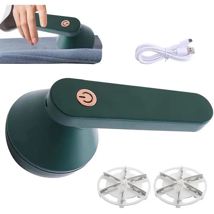 Aparat de indepartat scame, razuitor/rasor de tesaturi reincarcabil, portabil, cu 2 lame din otel inoxidabil si plasa tip fagure, Verde, 1 buc