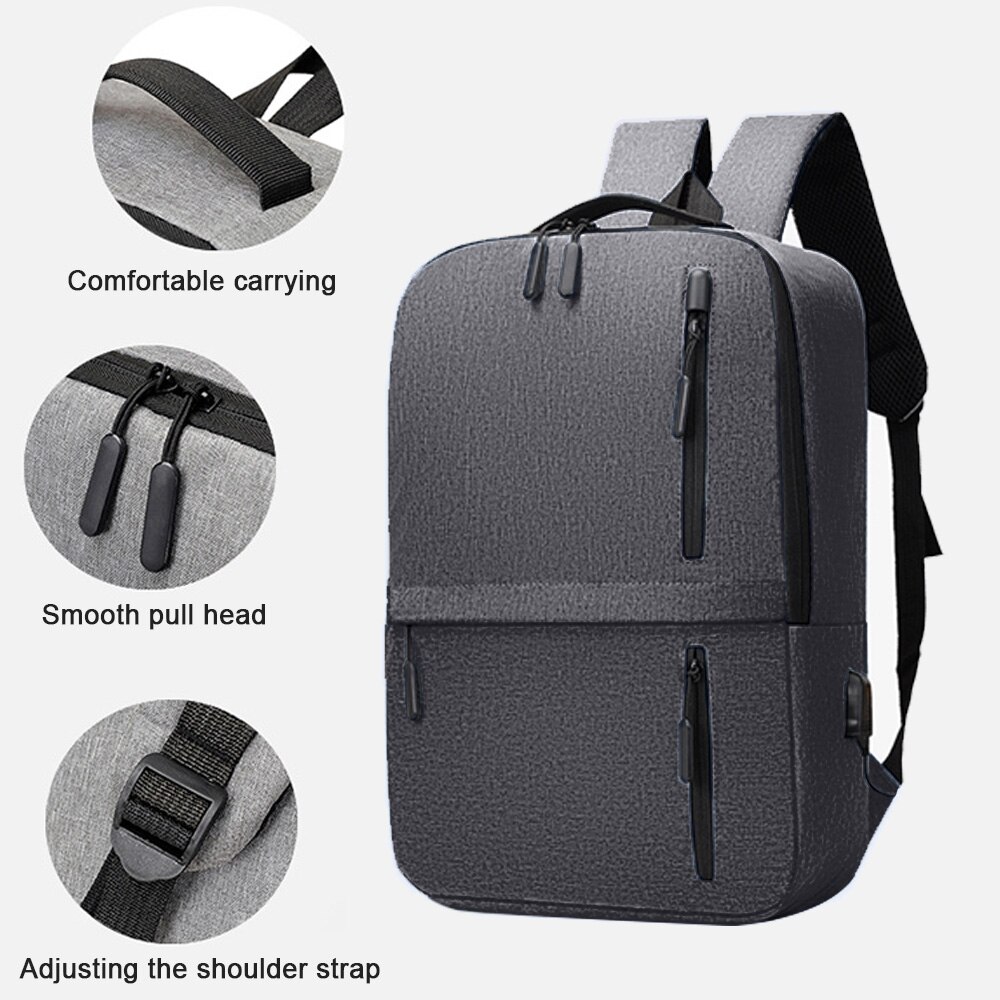 Rucsac de afaceri pentru barbati, Cozevdnt, poliester, compartiment laptop 15.6", port USB, negru, 25l