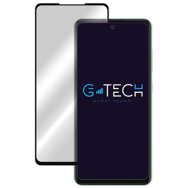 Folie G-Tech compatibila cu Samsung Galaxy F62, Full Glue, Full Cover, HD Clarity, 6X Stronger Premium Glass, Black
