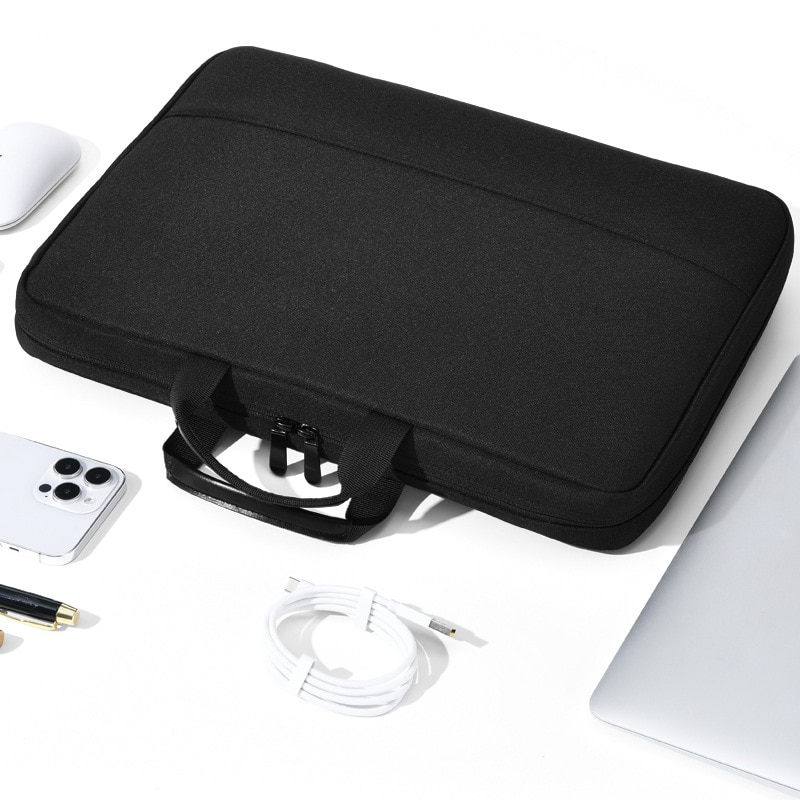 Geanta Laptop Impermeabila cu Protectie 4 Straturi, Husa Slim Compatibila MacBook HP Dell Lenovo Asus, 15.6", Negru
