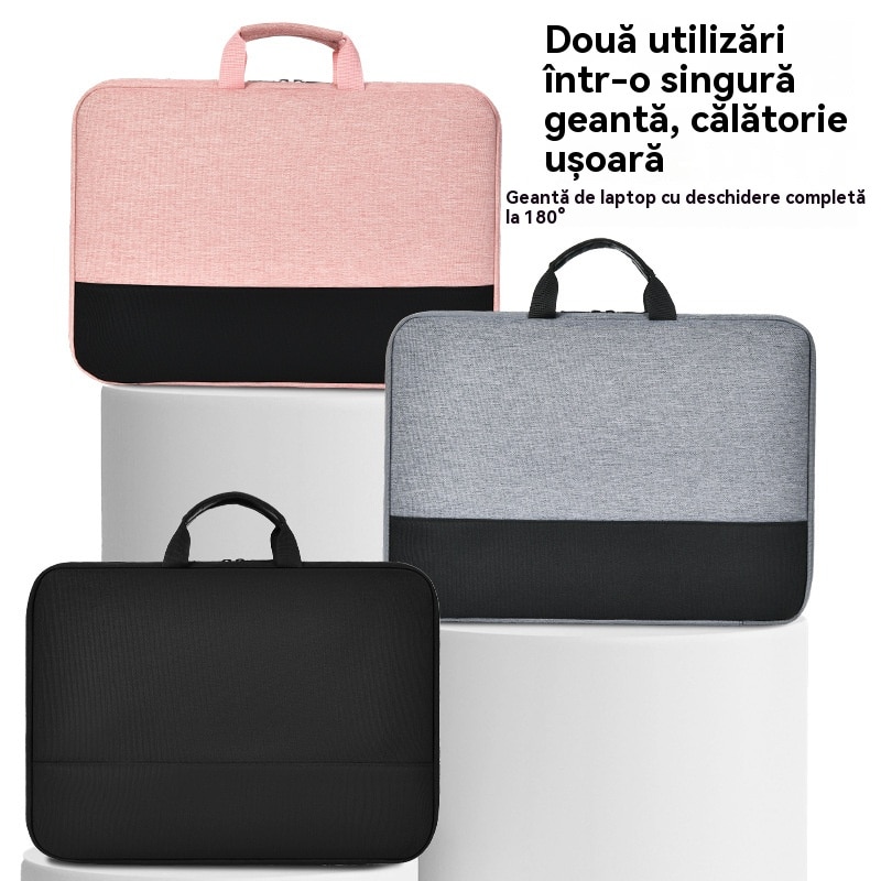 Geanta Laptop Impermeabila cu Protectie 4 Straturi, Husa Slim Compatibila MacBook HP Dell Lenovo Asus, 15.6", Negru