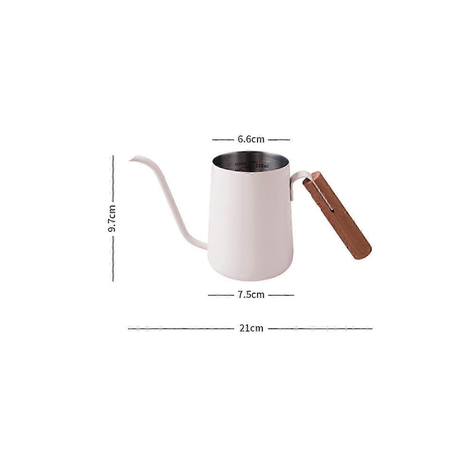 Cafetiera otel inoxidabil 350ml maner lemn alb 21x9.7cm