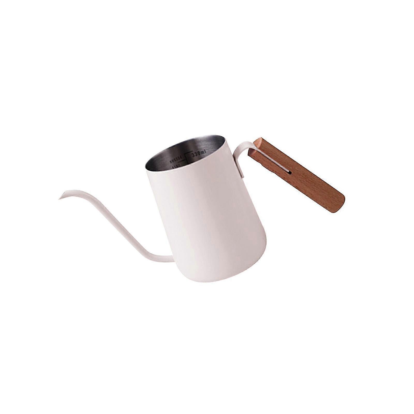 Cafetiera otel inoxidabil 350ml maner lemn alb 21x9.7cm