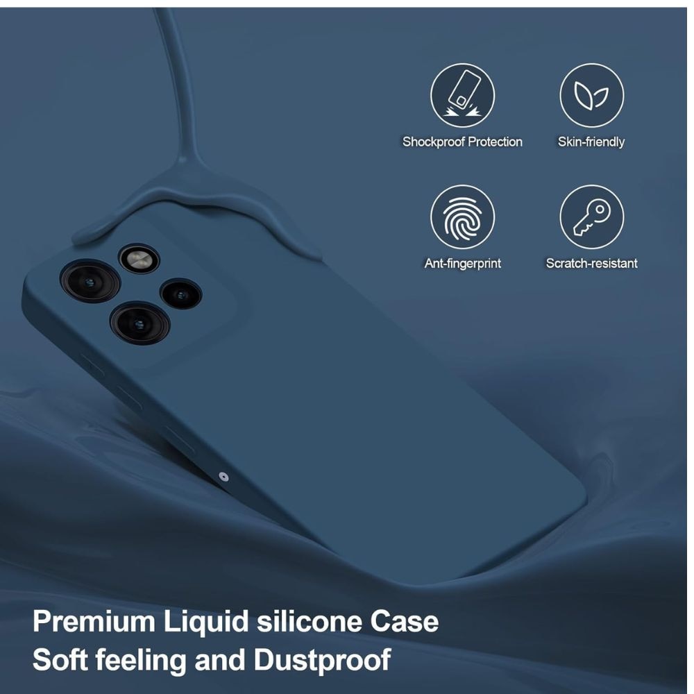 Husa silicon flexibil, compatibila cu Motorola Edge 50 Neo/ Edge 60 Neo, protectie integrala, Albastru Inchis
