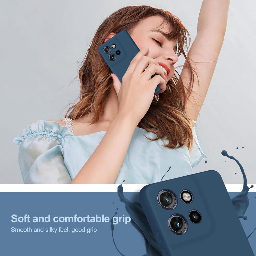 Husa silicon flexibil, compatibila cu Motorola Edge 50 Neo/ Edge 60 Neo, protectie integrala, Albastru Inchis
