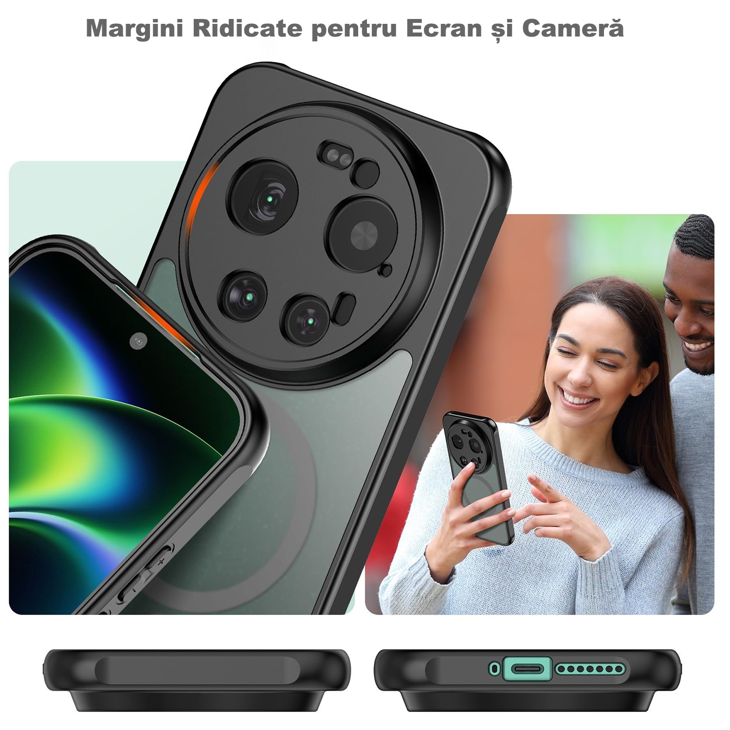 Husa de Protectie Compatibila cu Xiaomi 17 Ultra, MOGU, Carcasa MagSafe Incarcare Wireless, Ultra Subtire, Antisoc, Mata si Rezistenta la Socuri, Protectia Ecranului si a Camerelor, Neagra, TPU + PC