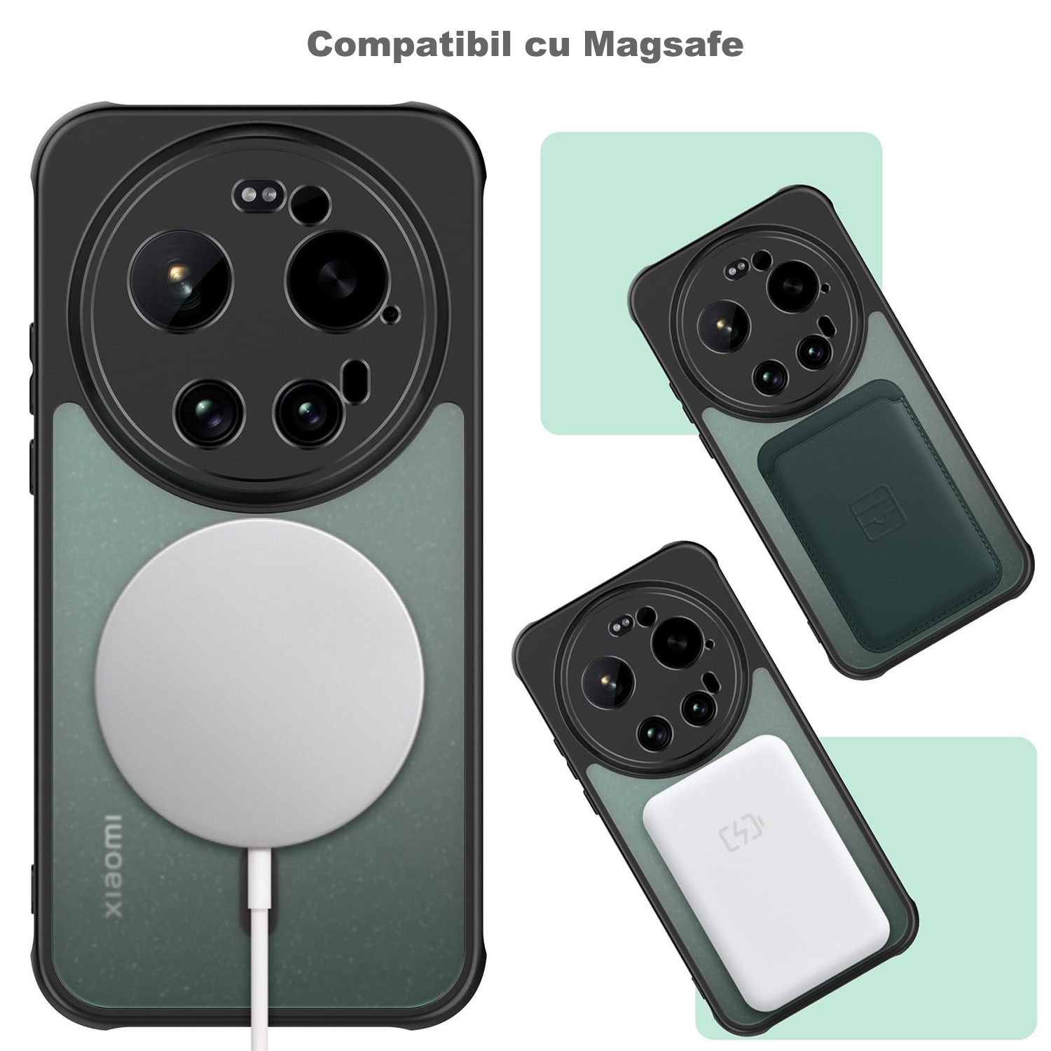 Husa de Protectie Compatibila cu Xiaomi 17 Ultra, MOGU, Carcasa MagSafe Incarcare Wireless, Ultra Subtire, Antisoc, Mata si Rezistenta la Socuri, Protectia Ecranului si a Camerelor, Neagra, TPU + PC