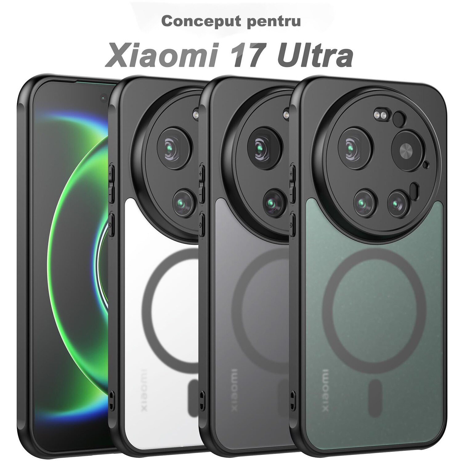 Husa de Protectie Compatibila cu Xiaomi 17 Ultra, MOGU, Carcasa MagSafe Incarcare Wireless, Ultra Subtire, Antisoc, Mata si Rezistenta la Socuri, Protectia Ecranului si a Camerelor, Neagra, TPU + PC