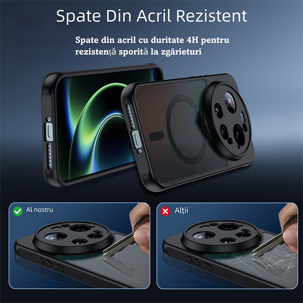 Husa de Protectie Compatibila cu Xiaomi 17 Ultra, MOGU, Carcasa MagSafe Incarcare Wireless, Ultra Subtire, Antisoc, Mata si Rezistenta la Socuri, Protectia Ecranului si a Camerelor, Neagra, TPU + PC