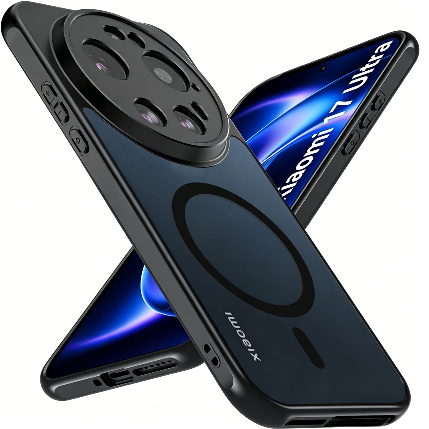 Husa de Protectie Compatibila cu Xiaomi 17 Ultra, MOGU, Carcasa MagSafe Incarcare Wireless, Ultra Subtire, Antisoc, Mata si Rezistenta la Socuri, Protectia Ecranului si a Camerelor, Neagra, TPU + PC