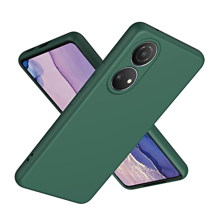 Husa Jelly Silicone Compatibil cu Honor X7, Interior de microfibra, Flexibila, Verde Inchis