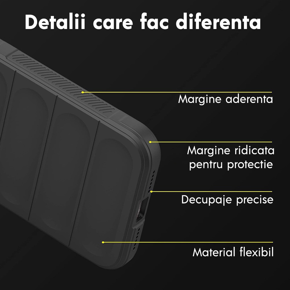 Husa pentru OnePlus Nord 6 DaDen® Magic Shield, Antisoc, Interior microfibra, TPU, Negru