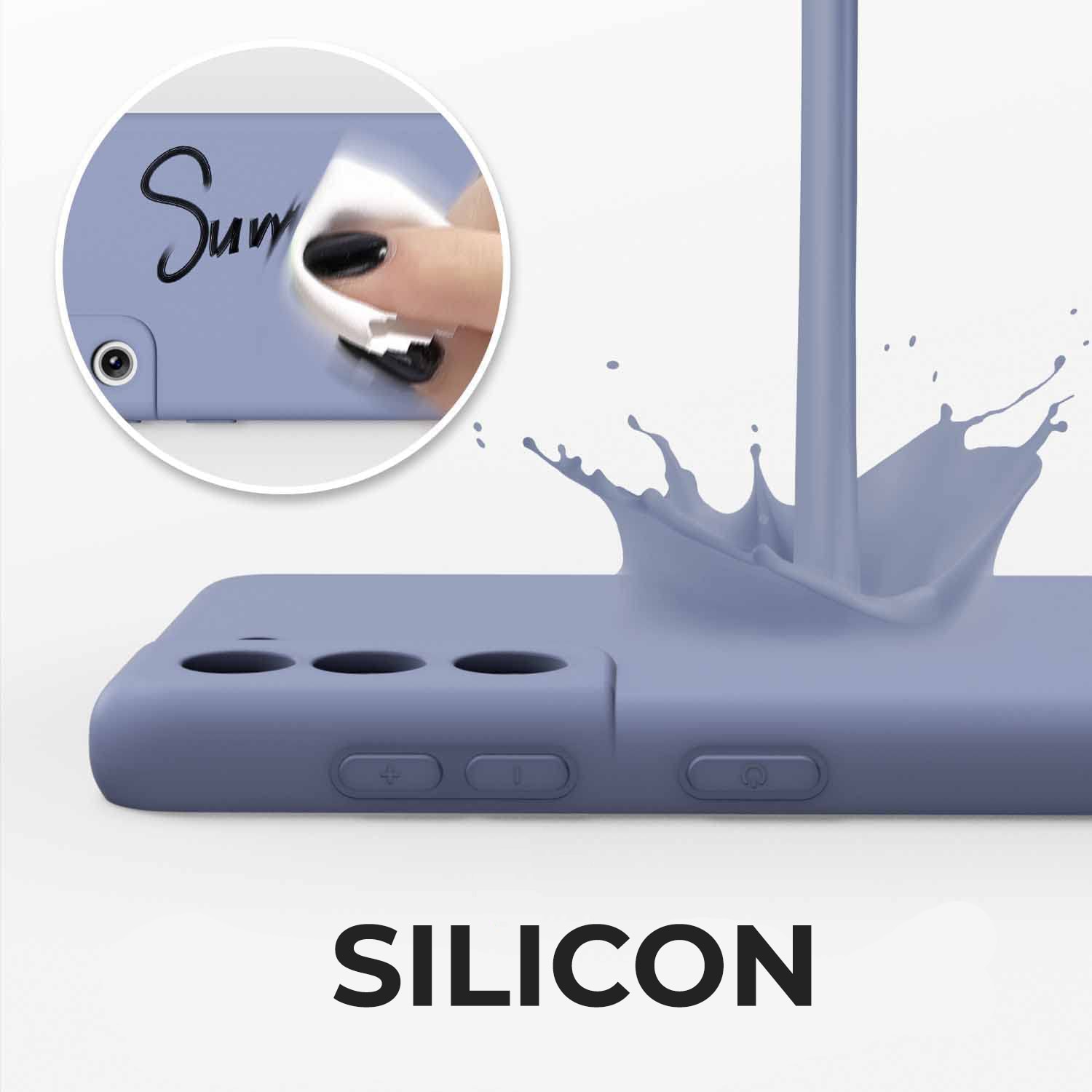 Husa Daden® Soft Silicone compatibila cu Samsung S21 FE, Cu Protectie la Camera, Interior din Microfibra, Protectie sporita, Mov