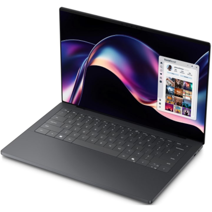 Laptop ultraportabil DELL XPS 14, cu procesor Intel Core Ultra X7 358H, 14'' OLED Touch 2.8K 20-120Hz, 32GB LPDDR5x, 1TB M.2 PCIe NVMe SSD, Intel Arc Graphics, 3 ani Garantie