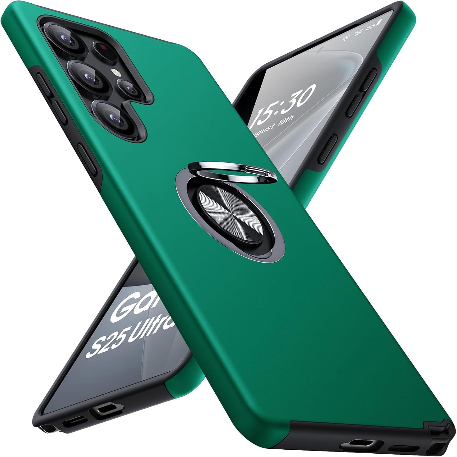 Husa MobileSmart pentru Samsung Galaxy S25 ULTRA, Inel Rotativ 360°, Protectie Militara Antisoc, Suport Auto Magnetic, Verde