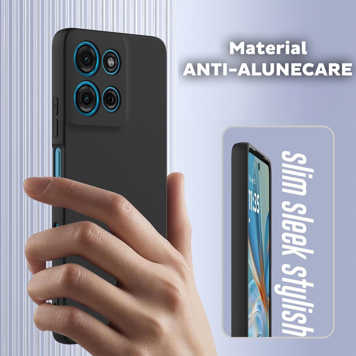 Husa pentru Motorola Edge 70 Pro Daden® Silicon SoftFlex, Ultra Slim, Protectie sporita, Interior de microfibra, Albastru inchis