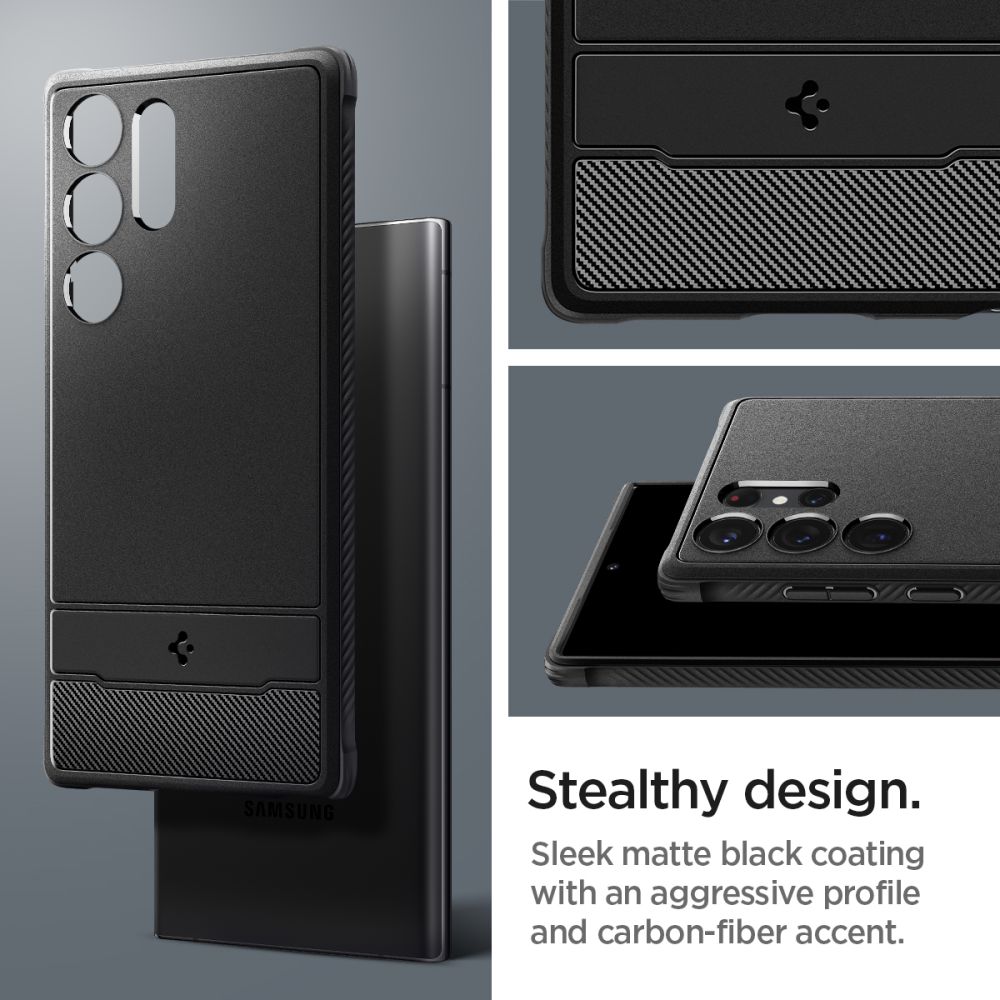 Husa Spigen Rugged Armor pentru Samsung Galaxy S23 Ultra Negru Mat