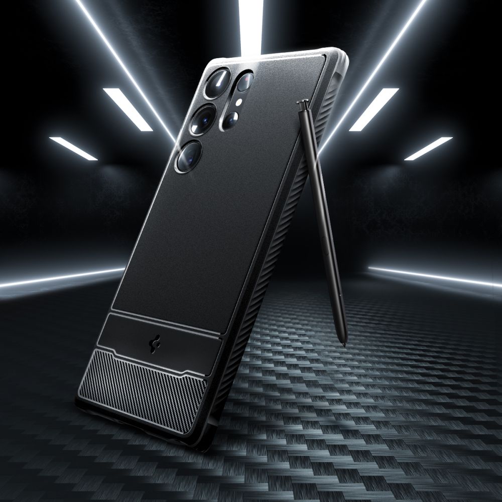 Husa Spigen Rugged Armor pentru Samsung Galaxy S23 Ultra Negru Mat