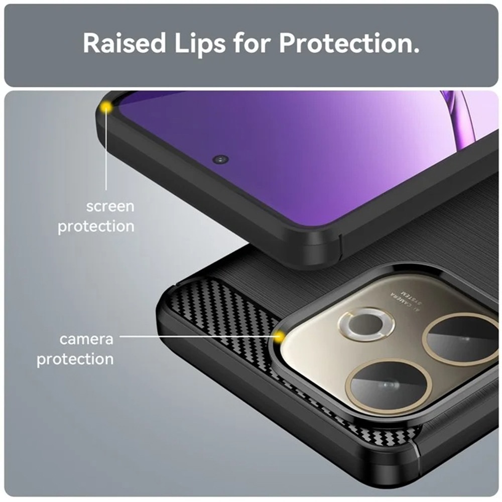 Husa pentru Oppo Reno14 - Techsuit Carbon Silicone - Black