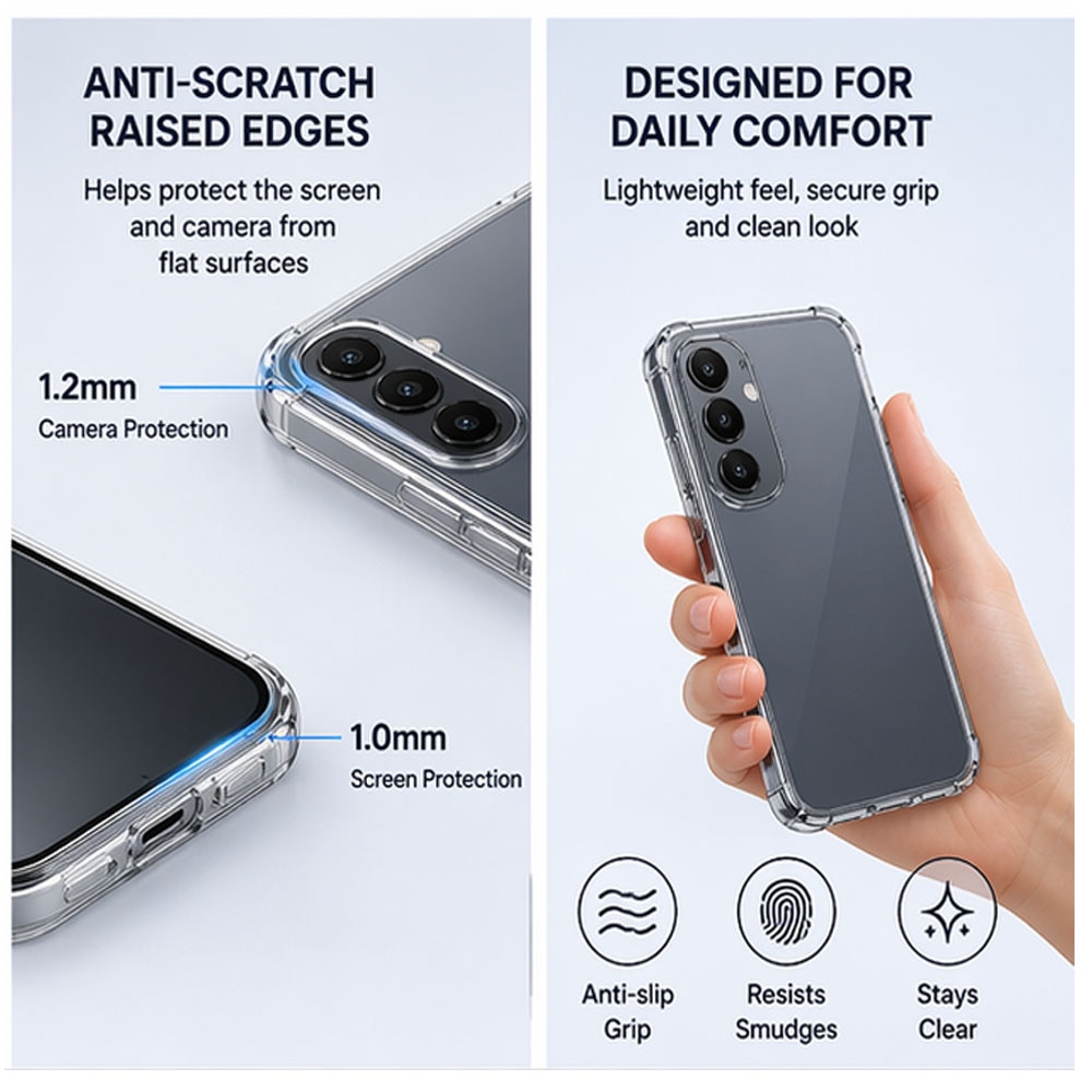 Intelli® Husa silicon compatibila cu Samsung Galaxy S26, Anti soc, Transparent
