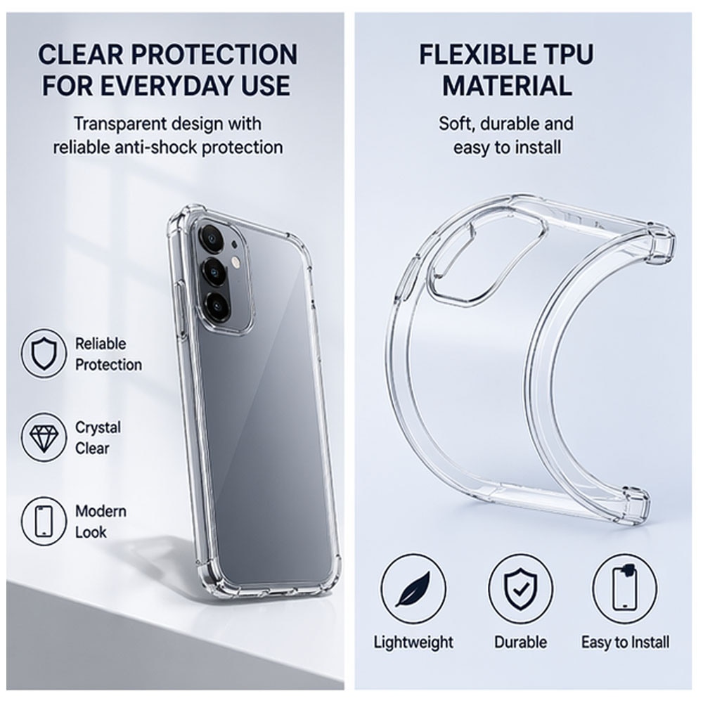 Intelli® Husa silicon compatibila cu Samsung Galaxy S26, Anti soc, Transparent