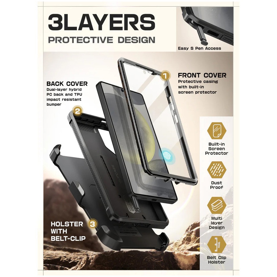 Husa de protectie Supcase Unicorn Beetle Pro 2-Set pentru Galaxy S25 Ultra Negru