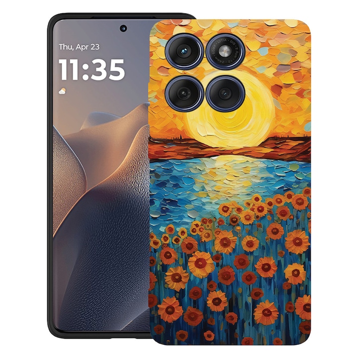 BestCase® Husa TPU Ultra Slim Compatibil cu Motorola Moto G86 Power, cu Design Sunflower Painting, 3113067 B 1273
