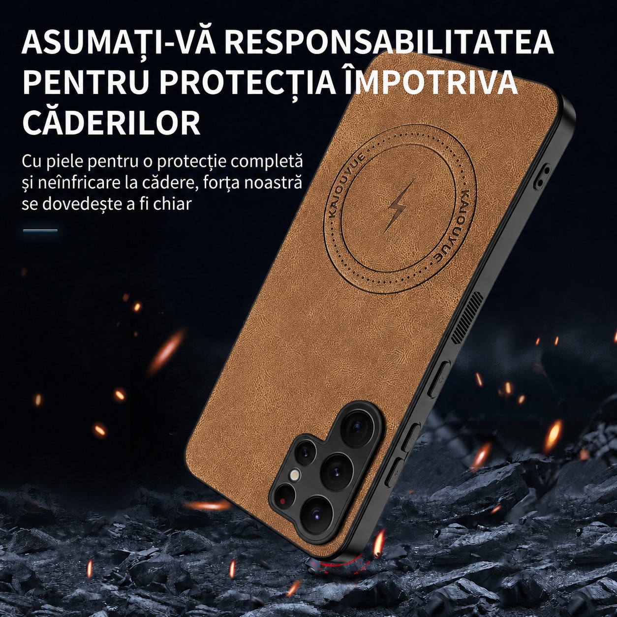 Husa pentru Samsung Galaxy S26 Ultra, Piele Ecologica Nappa, Suport Magnetic MagSafe, Protectie Premium, Design Elegant, Maro