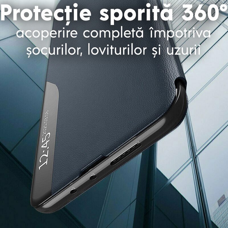 Husa pentru Xiaomi Redmi Note 15 Pro 5G Tip Carte, S-View, Functie de Stand, Calitate Premium, Antisoc, Protectie Sporita, Albastru