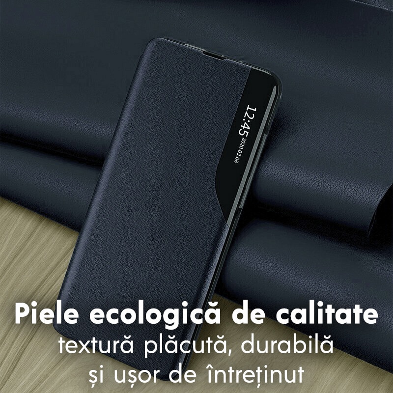 Husa pentru Xiaomi Redmi Note 15 Pro 5G Tip Carte, S-View, Functie de Stand, Calitate Premium, Antisoc, Protectie Sporita, Albastru