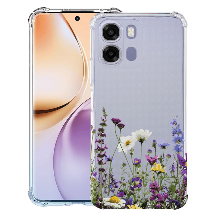 Intelli® Husa Anti Shock Compatibila cu OPPO A6 / A6X / A6S, Floral - Wildflowers, Protectie Camera, Rezistenta la uzura, 3156785 AS 2040