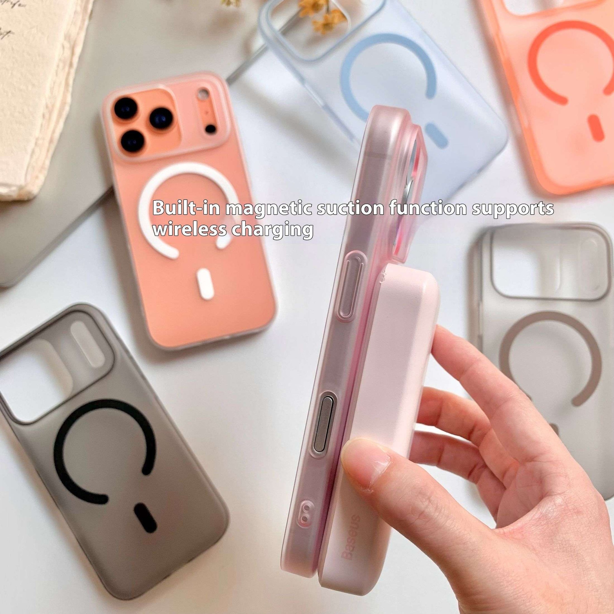 Husa pentru iPhone 17 Pro Max, MagSafe, Ultra Slim, Transparenta Mata, Anti-Amprenta, Protectie Camera, Portocaliu mat