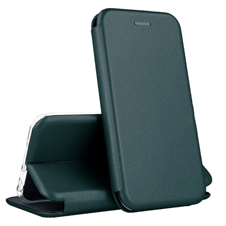 Husa pentru Samsung A55 5G de protectie Tip carte DaDen®, Suport card, Functie de Stand si Inchidere Magnetica, Protectie Sporita, Verde