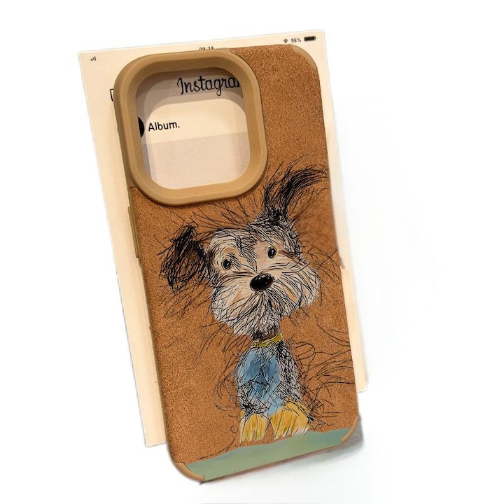 Huse telefoane, Pentru Apple iPhone 16, Soft Silicone Premium, Microfibra in Interior, de Protectie, Ultra Slim, pentru Incarcare Wireless, Margini Ridicate pentru Protectia Ecranului si a Camerelo，imagine de desen animat，maro