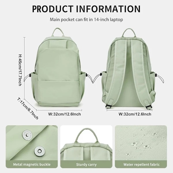 Rucsac/ghiozdan textil impermeabil, usor, cu compartiment captusit pentru laptop 14 inch, unisex, negru, 32 x 17 x 45 cm