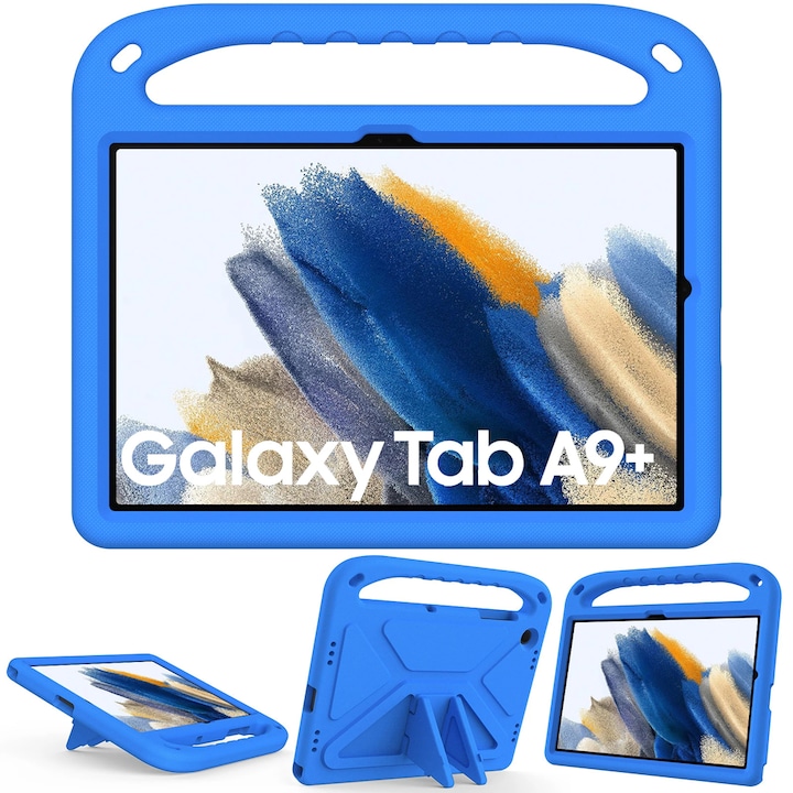 Husa cu maner pentru tableta, XGSM, Compatibila cu Samsung Galaxy Tab A9+, Albastru