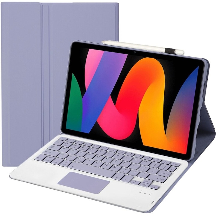 Husa cu tastatura compatibila cu Xiaomi Redmi Pad SE, XGSM, TouchPad, Violet