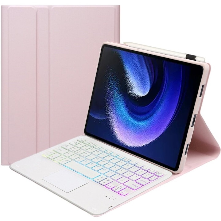 Husa cu tastatura pentru Xiaomi Pad 6/6 Pro, XPSM, Roz