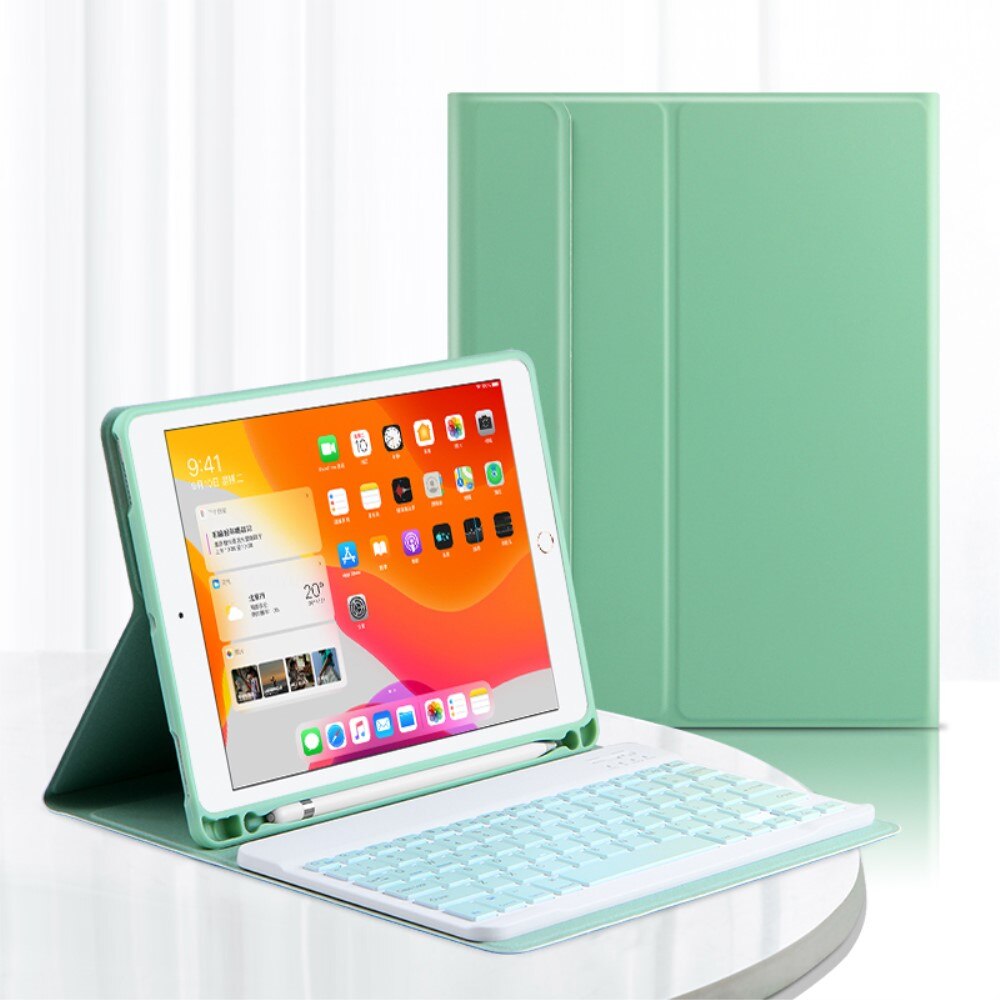 Husa cu tastatura pentru iPad 10.2 7/8/9 Gen 2019/2020/2021, XGSM, Verde