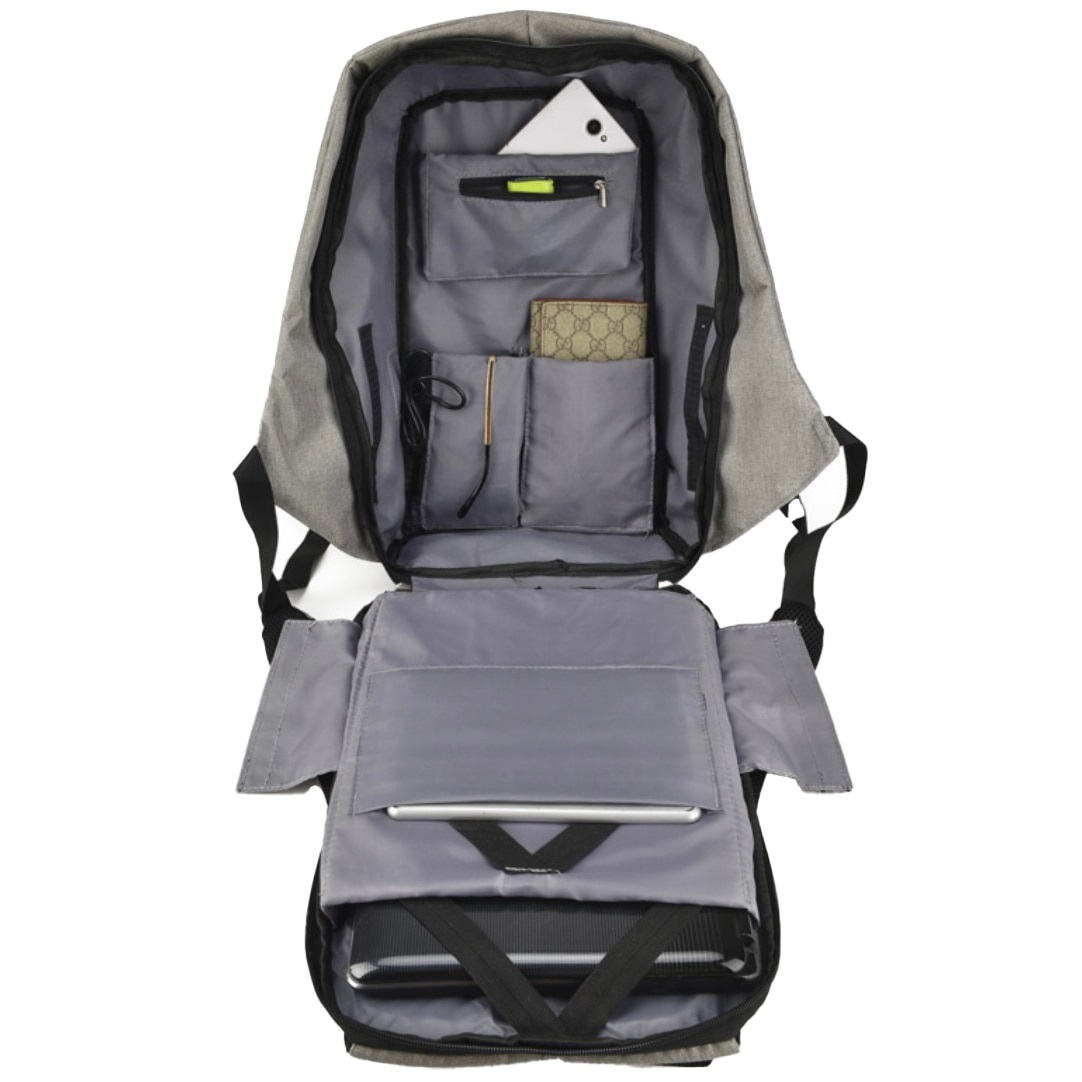 Rucsac laptop, Poliester, Gri